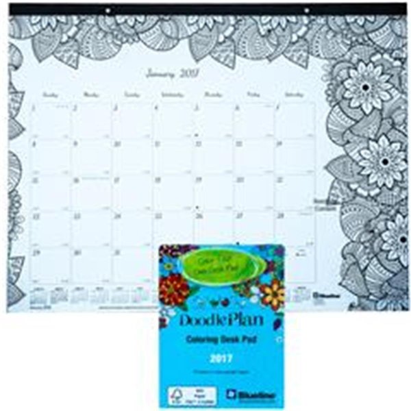 Rediform Office Products 22 x 17 in. DoodlePlan Desk Pad Calendar with Coloring Pages 2017 RE472208
